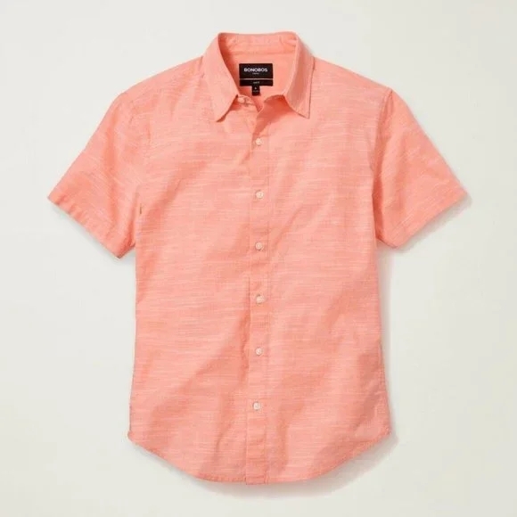 Bonobos Men's Coral Short Sleeve Shirt - Picture 1 of 7